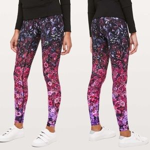 Lululemon Wunder Under Leggings In Bloom High Rise Tight Purple Floral Size 10
